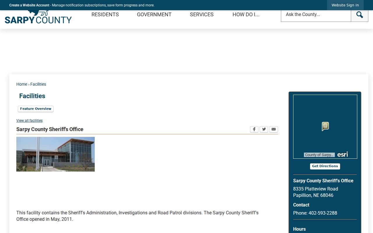Sarpy County arrest warrant records Sheriff's Office facility