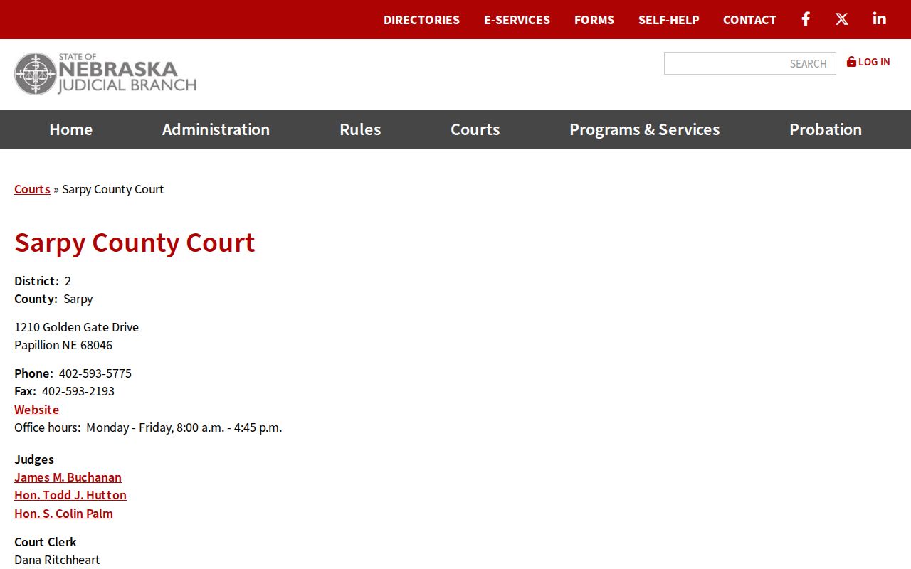 Sarpy County bench warrant records County Court contact