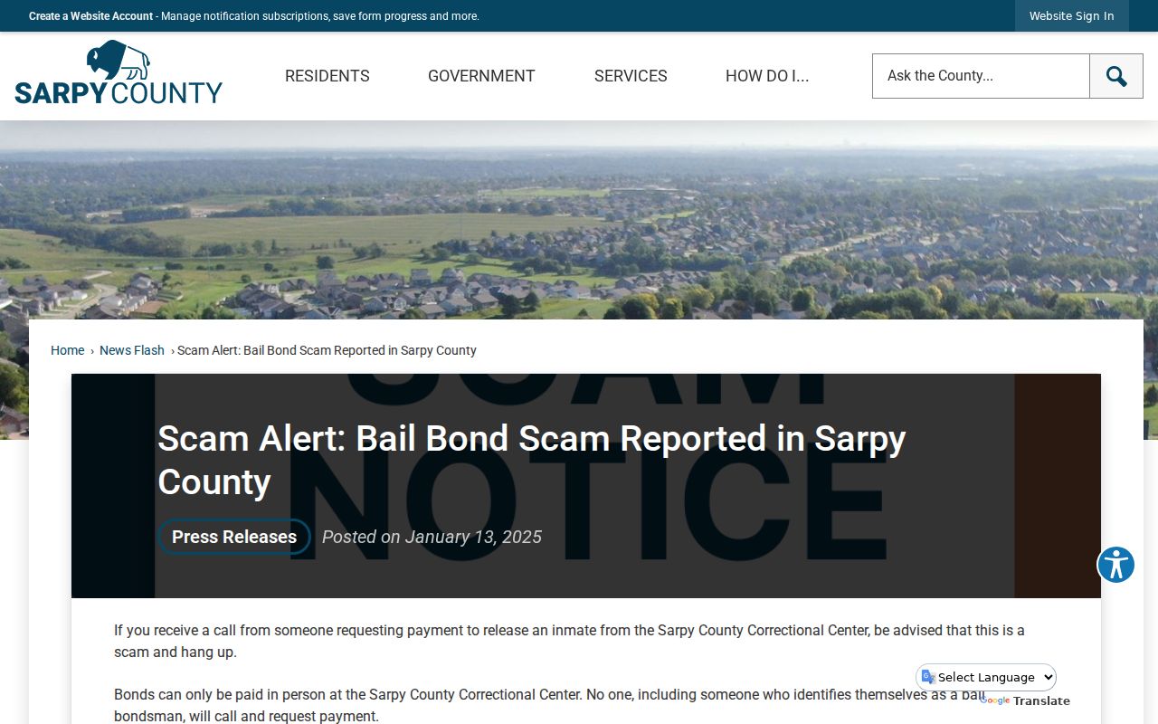 Sarpy County most wanted scam warning